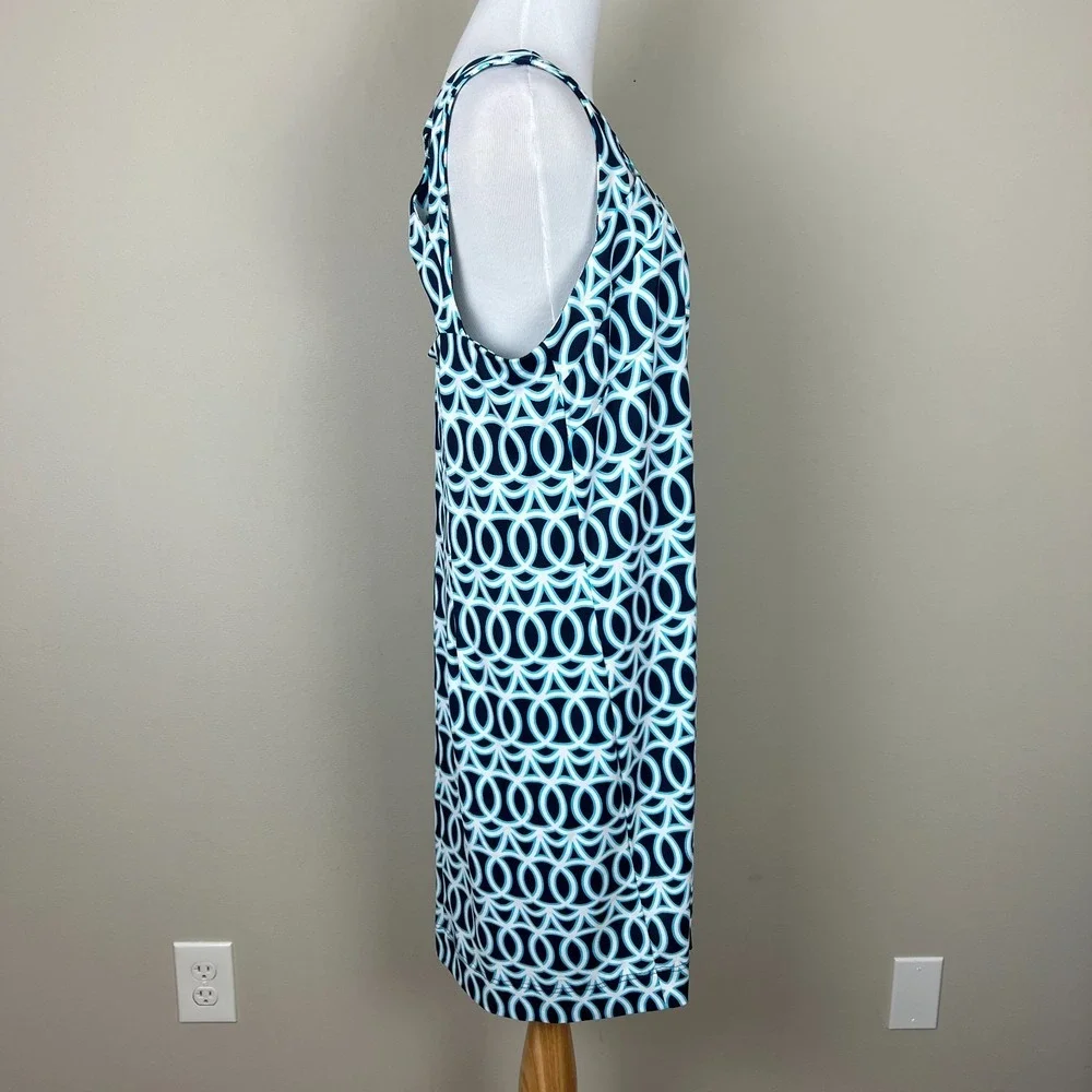 LULU B Dress‎ Womens XL Blue Geometric Sleeveless UPF 50 Strappy Travel Resort